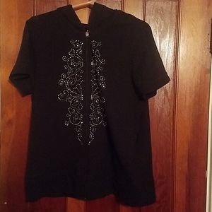 Black short sleeve hoodie